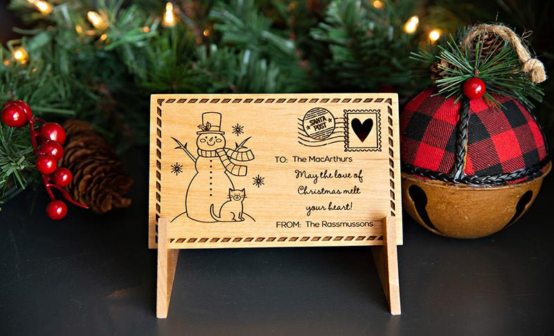 Personalized Wooden Christmas Postcards