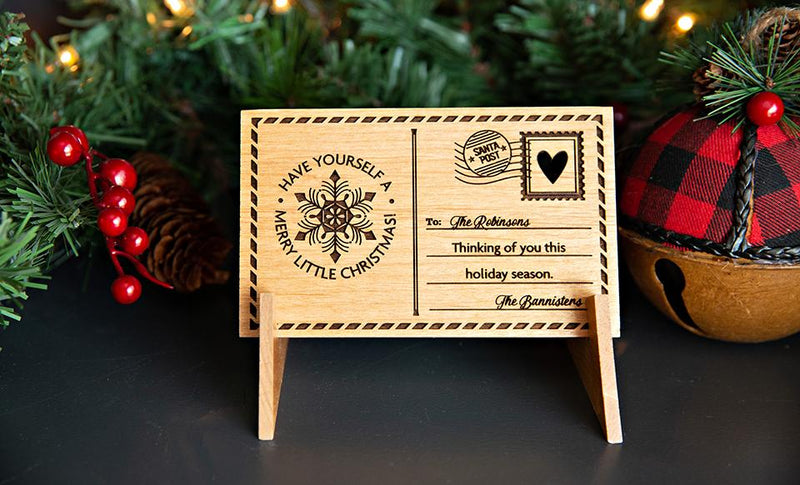 Personalized Wooden Christmas Postcards