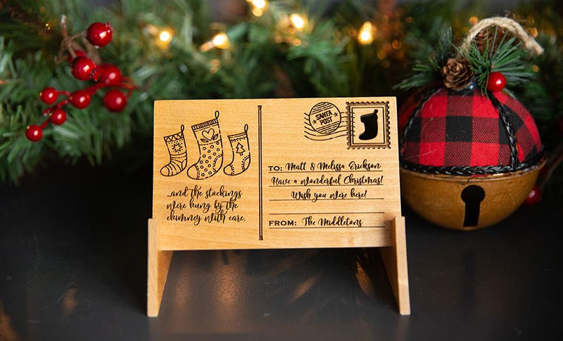 Personalized Wooden Christmas Postcards