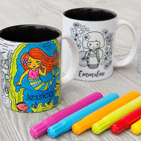 Personalized Coloring Mugs (Markers included)