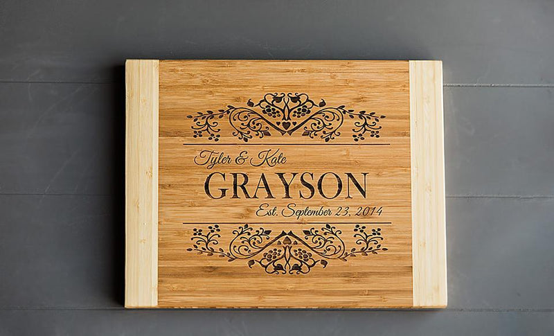 Personalized 11 x 14 Bamboo Cutting Board & Set of 4 Bamboo Coasters