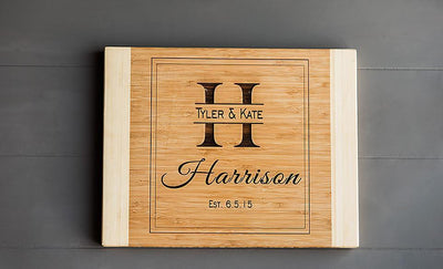 Personalized 11 x 14 Bamboo Cutting Board - 11 Styles! - FREE Set of 4 Bamboo Coasters
