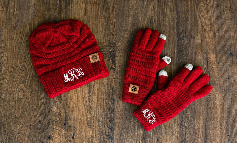 Personalized Beanie and Glove Set