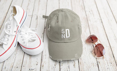 Monogrammed Distressed Caps