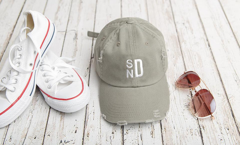Monogrammed Distressed Caps