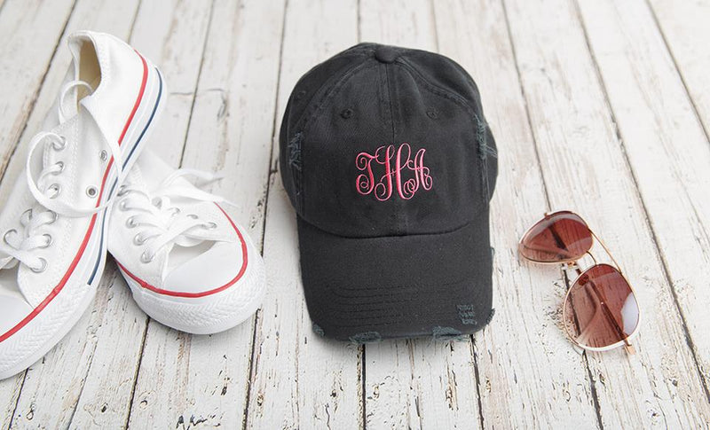 Monogrammed Distressed Caps