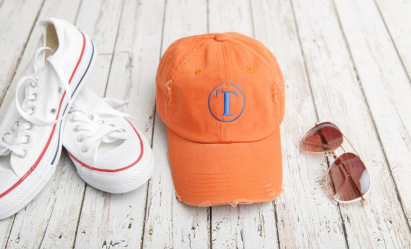 Monogrammed Distressed Caps