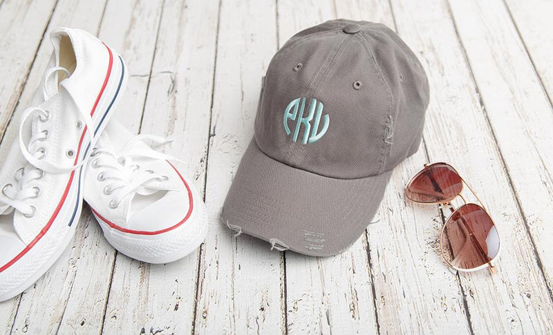 Monogrammed Distressed Caps