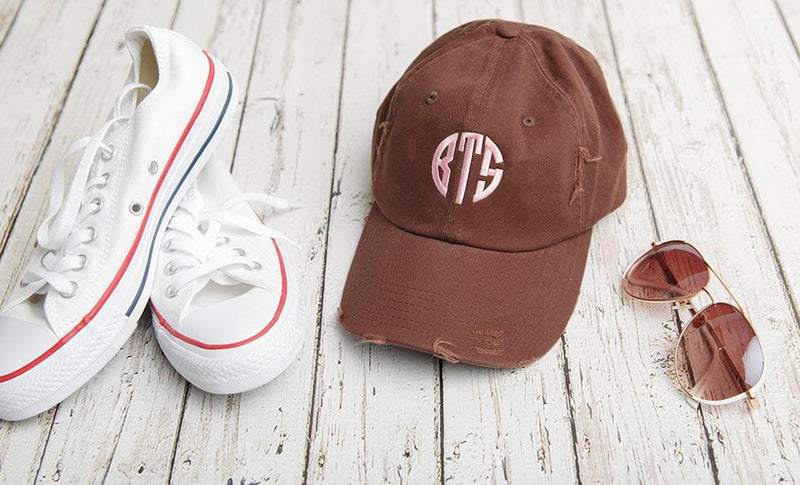Monogrammed Distressed Caps