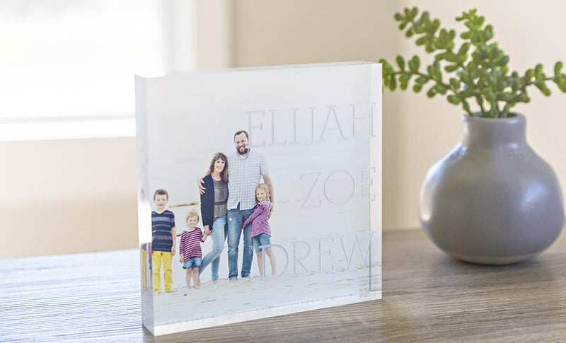 Personalized 6"x6" Acrylic Photography Display Blocks with Family Names