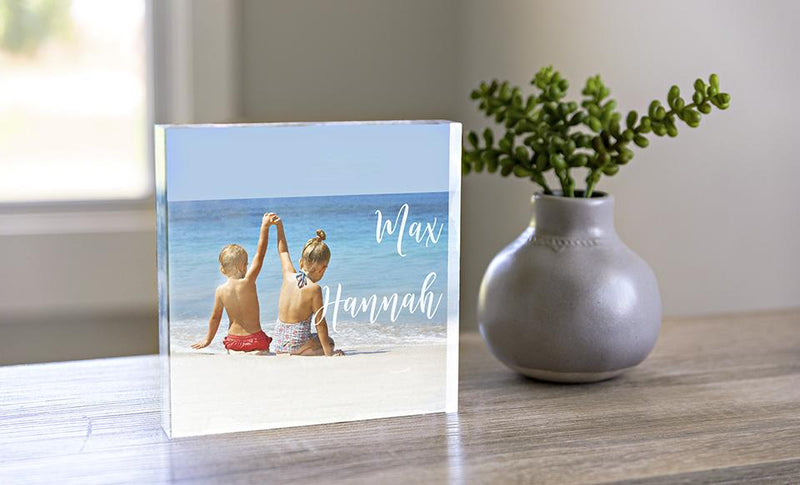 Personalized 6"x6" Acrylic Photography Display Blocks with Family Names
