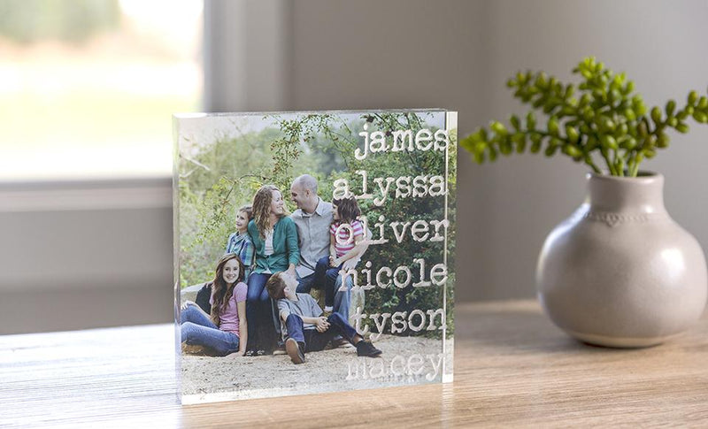 Personalized 6"x6" Acrylic Photography Display Blocks with Family Names