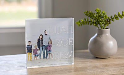 Personalized 6"x6" Acrylic Photography Display Blocks with Family Names