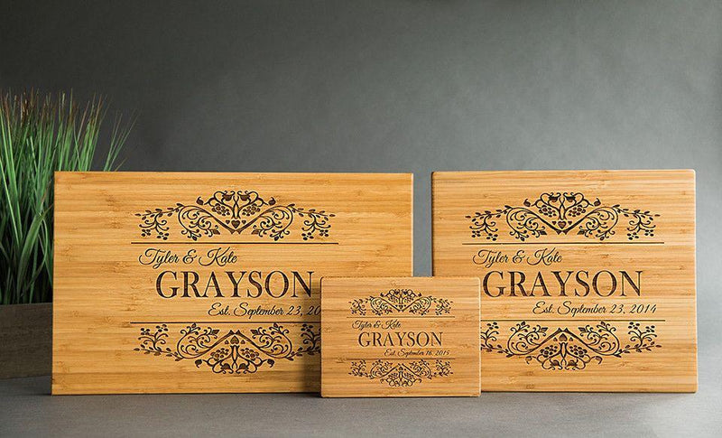 Personalized Bamboo Cutting Board 6x8 (Single Tone) - 10 Designs!
