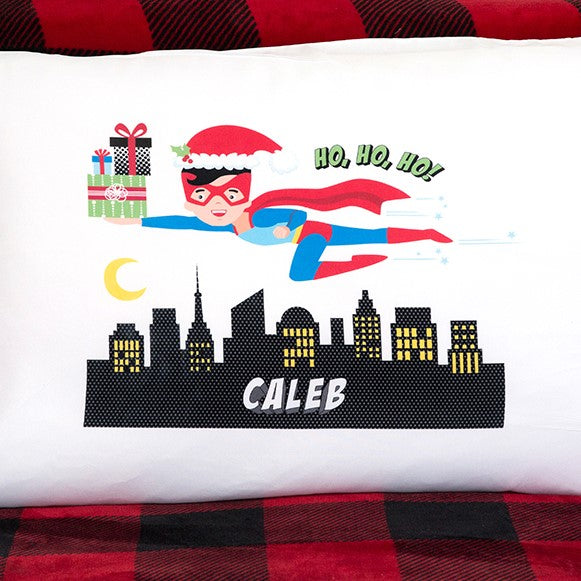 Personalized Christmas Boy Superhero Pillowcases