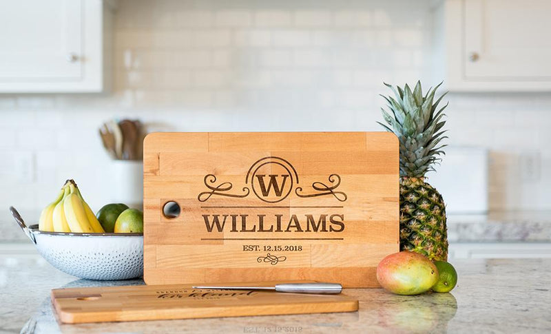 Corporate Gift Item - Personalized Cutting Board Chic and Modern 11.5 x 17- Modern Collection