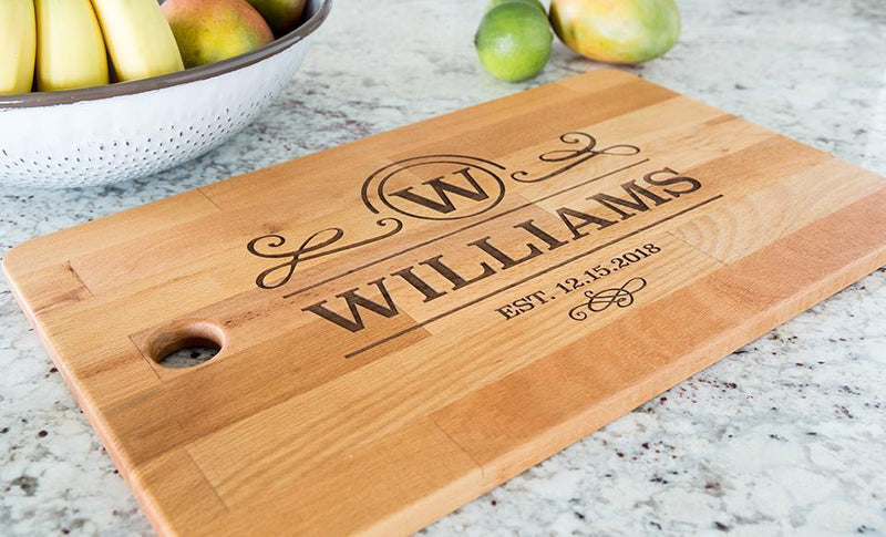 Corporate Gift Item - Personalized Cutting Board Chic and Modern 11.5 x 17- Modern Collection