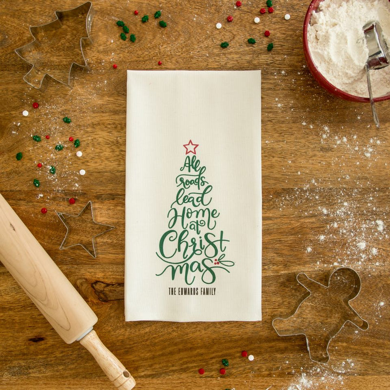 Personalized Christmas Tree Merry Christmas Tea Dish Towel - Winter Te –  Lazy Gator Tees