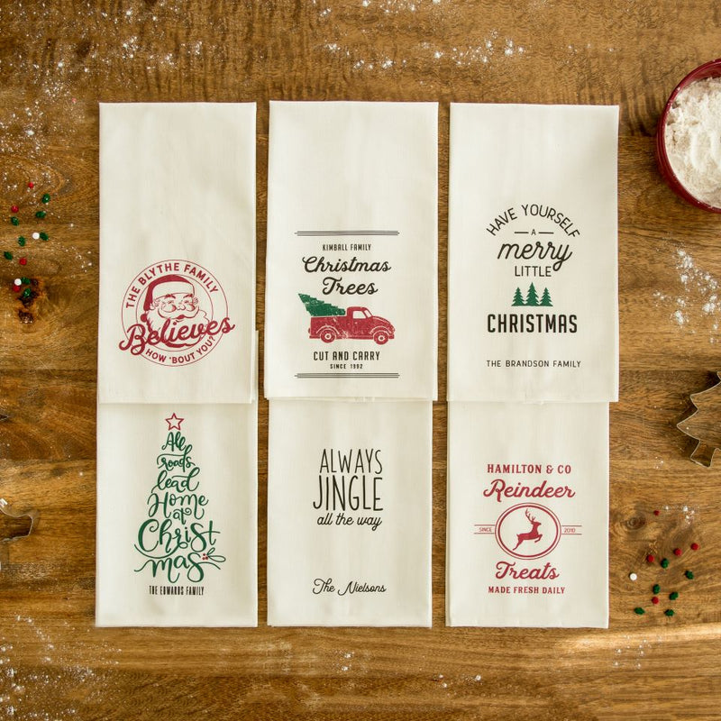 Festive shop tea towels