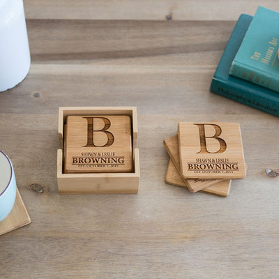 Personalized Fall Bamboo Coasters - Set of 4