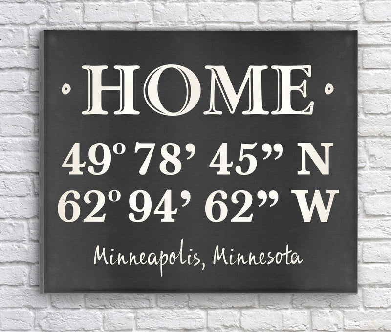 Personalized Home Coordinates Canvas Print - Chalkboard - JDS