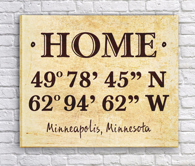 Personalized Home Coordinates Canvas Print - Parchment - JDS