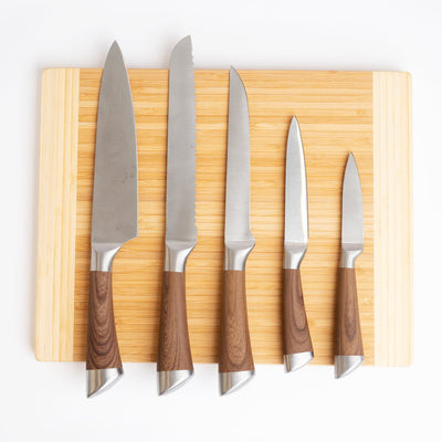 Set of 5 Stainless Steel Wood Handled Knives