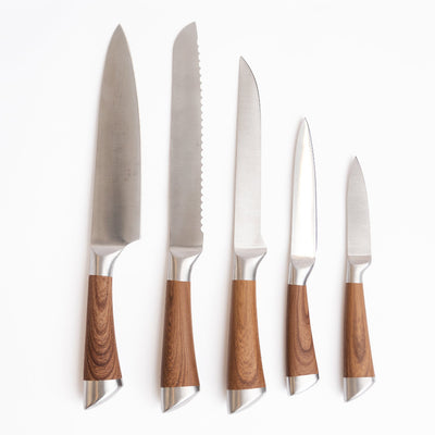 Set of 5 Stainless Steel Wood Handled Knives