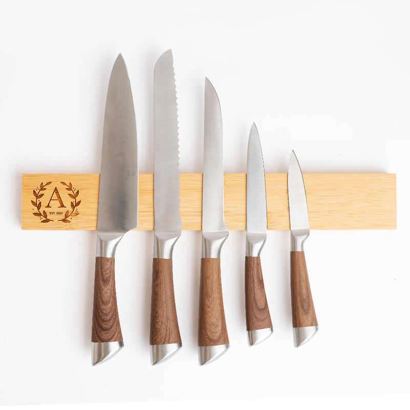 Set of 5 Stainless Steel Wood Handled Knives