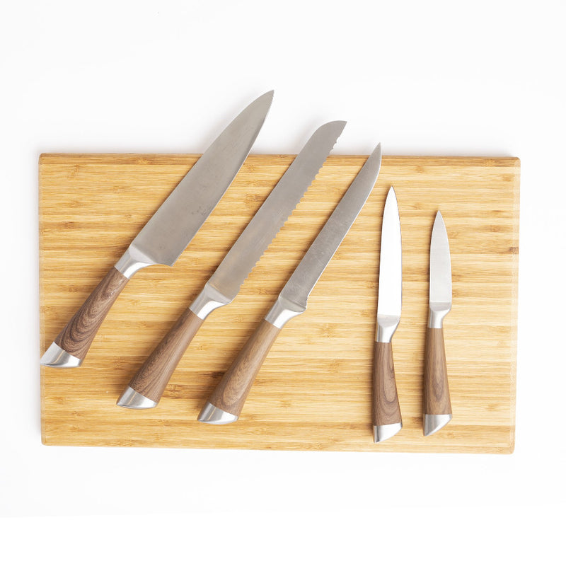 Set of 5 Stainless Steel Wood Handled Knives