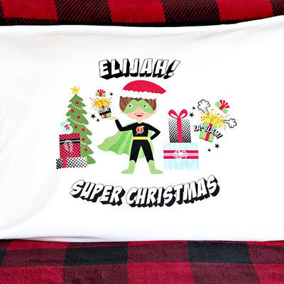 Personalized Christmas Boy Superhero Pillowcases