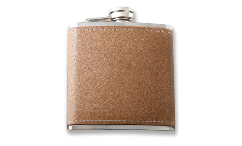 The Man. The Myth. The Legend. Tan Hide Stitched Flask