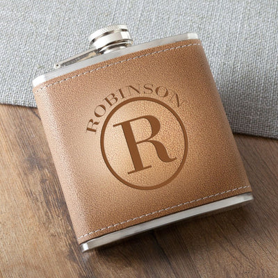 Personalized Flasks - Durango - Leather - 6 oz. - Circle - JDS