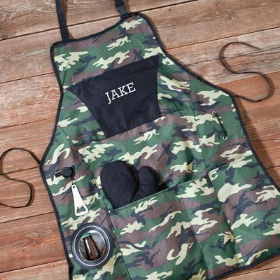 Personalized Deluxe Camouflage Apron Grilling Set - - JDS