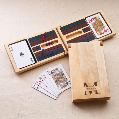 Personalized Wood Cribbage Game - Monogram - Stamped - JDS
