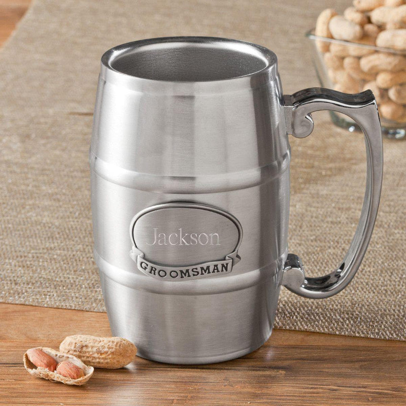 Personalized Tankard with Pewter Medallion - Groomsmen - JDS