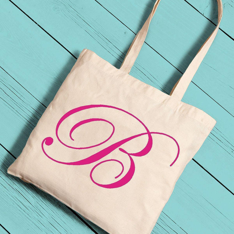 Personalized Canvas Initial Tote - Pink - JDS