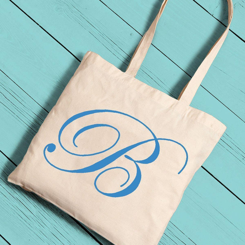 Personalized Canvas Initial Tote - Blue - JDS