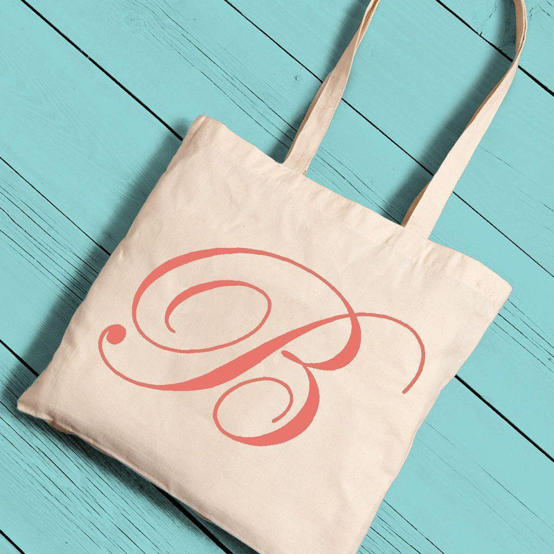 Personalized Canvas Initial Tote - Peach - JDS