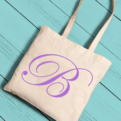 Personalized Canvas Initial Tote - Purple - JDS