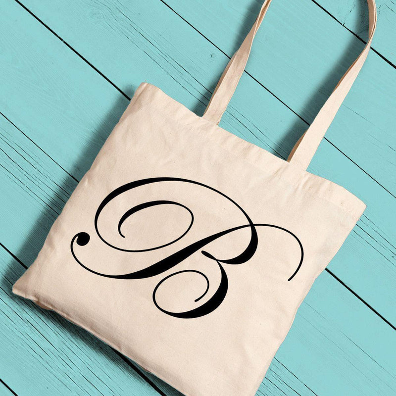 Personalized Canvas Initial Tote - Black - JDS