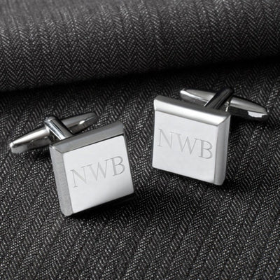 Personalized Silver Cufflinks - Modern Square