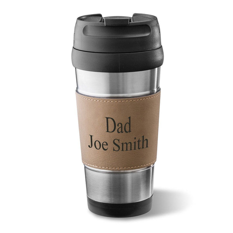 Personalized Faux Leather Wrapped Tumbler - Stainless Steel - 14 oz. - Rawhide - JDS