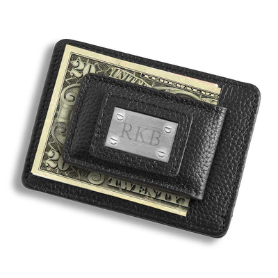 Personalized Money Clip - Card Holder - Studded Leather - - JDS