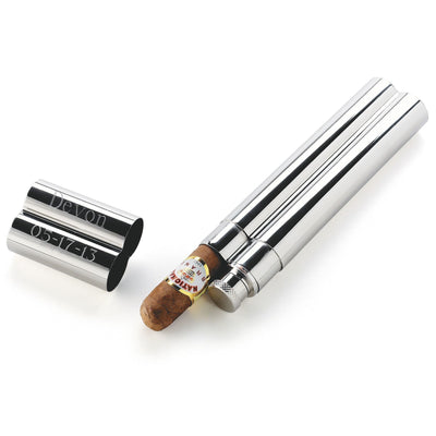 Personalized Flasks - Cigar Case - Combo - Stainless Steel - - JDS