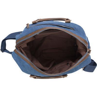 Personalized Blue Canvas and Leather Weekender Duffle Bag - - JDS