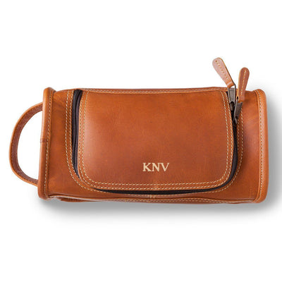 Personalized Distressed Tan Borello Leather Travel Travel Bag - - JDS