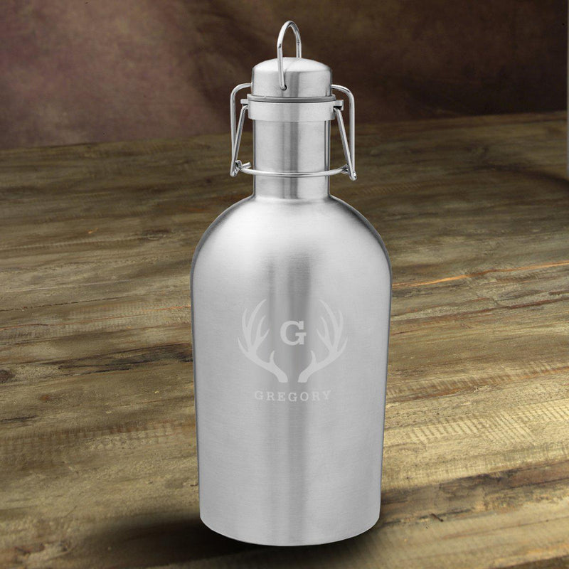 Personalized Insulated Stainless Steel Beer Growler - Antlers - JDS