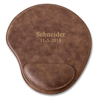 Rustic Faux Leather Personalized Mouse Pad - 2Lines - JDS