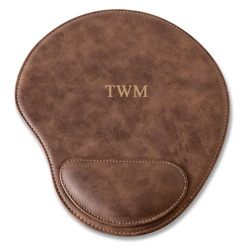 Rustic Faux Leather Personalized Mouse Pad - 3Initials - JDS